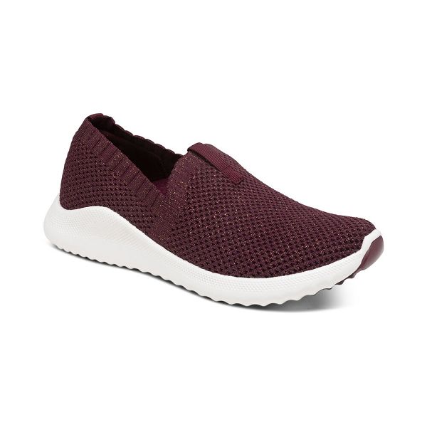 Aetrex Women's Angie Arch Support Sneakers - Burgundy | USA CU948XP